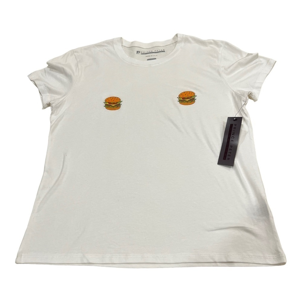 Prince Peter Collection 100% cotton hamburger T-shirt size L